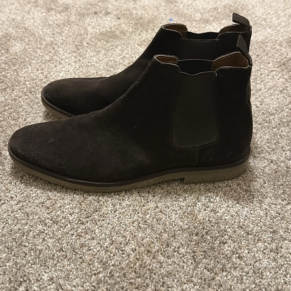 Men's Dark Brown Suede Chelsea Boots - Picture 2 of 3